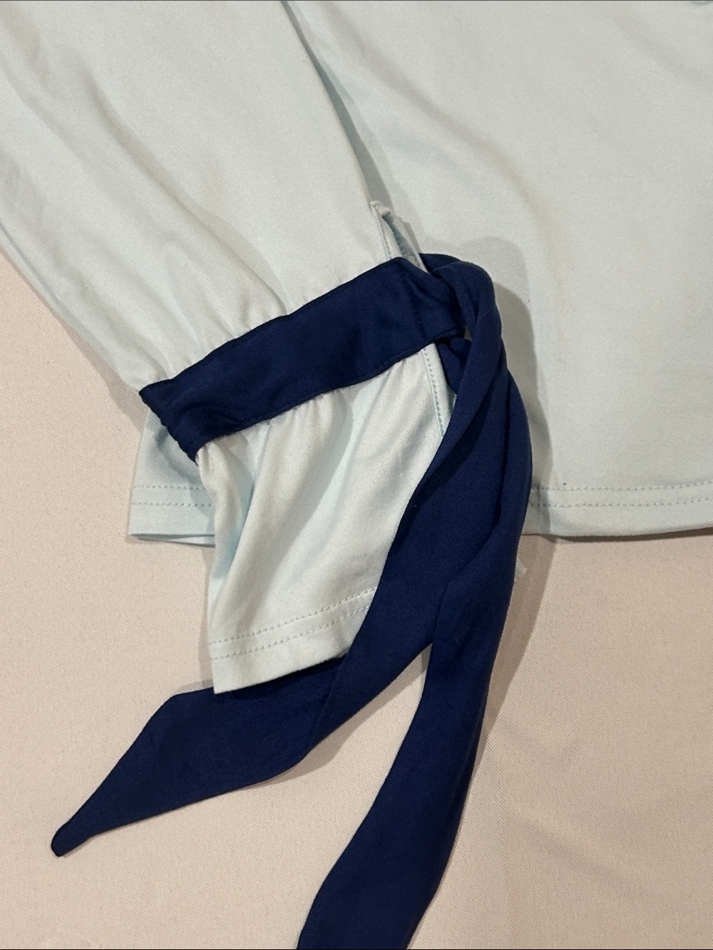 5B Style Women’s Light Blue Cropped Pajama Top with Navy Trim NWT - Picture 5 of 6